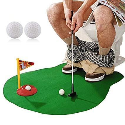 Potty Putter Toilet Mini Golf Game Set Putting Green Novelty Practical