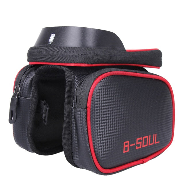 Cycling Bike Front Frame Bag Tube Pannier Double Pouch for 5.5-6.2Inch Cellphone Accessories Riding - NAKHIL