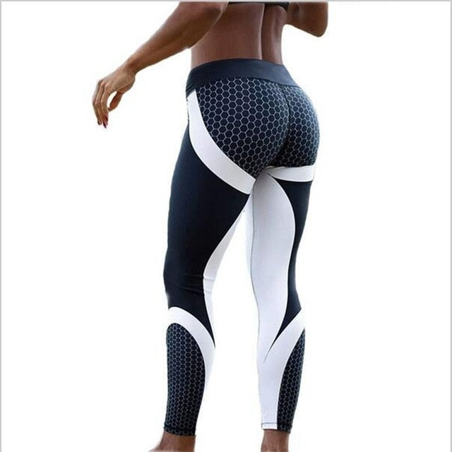 Mesh Pattern Print Leggings fitness Women Elastic Slim Pants - NAKHIL