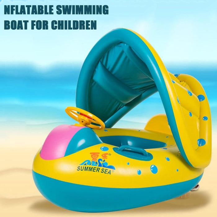 Trumpet Shape Safety Baby Infant Swimming Rings Float Inflatable Adjustable Sunshade Seat Boat Ring Swim Pool Accessories - NAKHIL