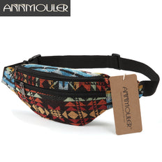 Annmouler New Women Fanny Pack 8 Colors Fabric Waist Packs Bohemian Style Waist Bag 2 Pocket Waist Belt Bag Travel Phone Pouch - NAKHIL