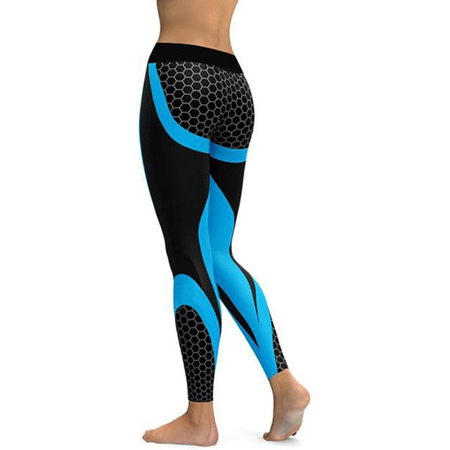 Mesh Pattern Print Leggings fitness Women Elastic Slim Pants - NAKHIL