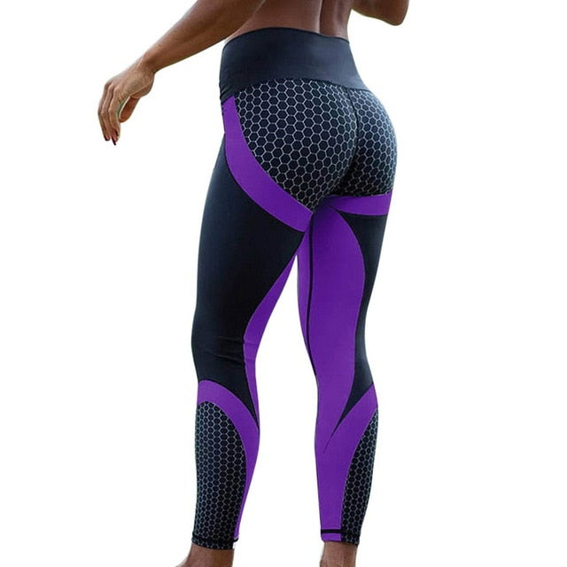 Mesh Pattern Print Leggings fitness Women Elastic Slim Pants - NAKHIL