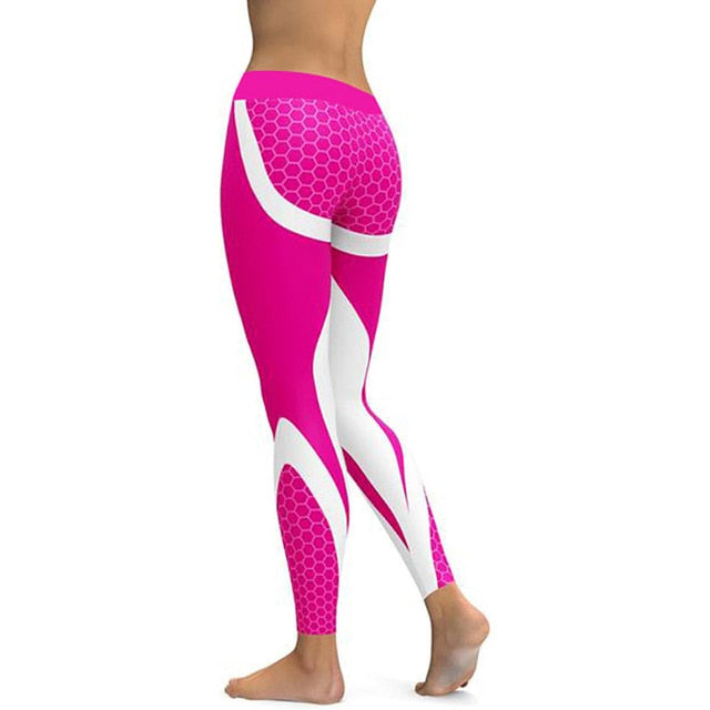 Mesh Pattern Print Leggings fitness Women Elastic Slim Pants - NAKHIL