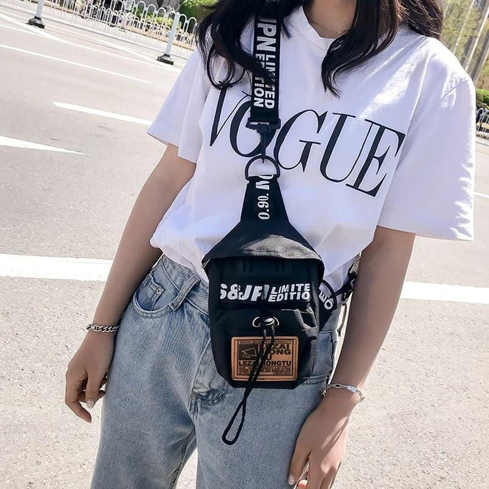 New Women Fanny Pack Multifunction Waist Bag Woman Waist Pack Canvas Phone Bags Small Mini Belt Bag Cool Chest Bum Bag - NAKHIL