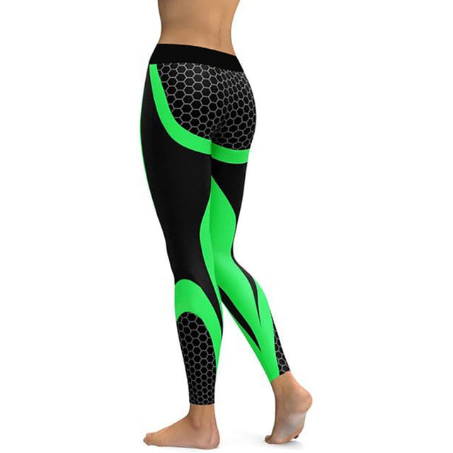 Mesh Pattern Print Leggings fitness Women Elastic Slim Pants - NAKHIL