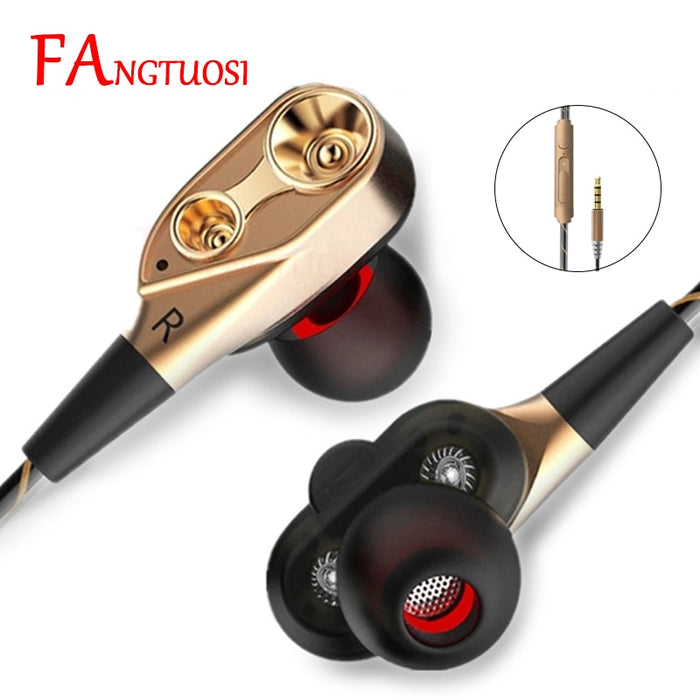 Dual Drive Stereo In-ear Headset Earbuds Bass For iPhone huawei Xiaomi 3.5mm With Mic - NAKHIL