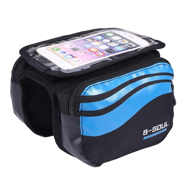 Cycling Bike Front Frame Bag Tube Pannier Double Pouch for 5.5-6.2Inch Cellphone Accessories Riding - NAKHIL