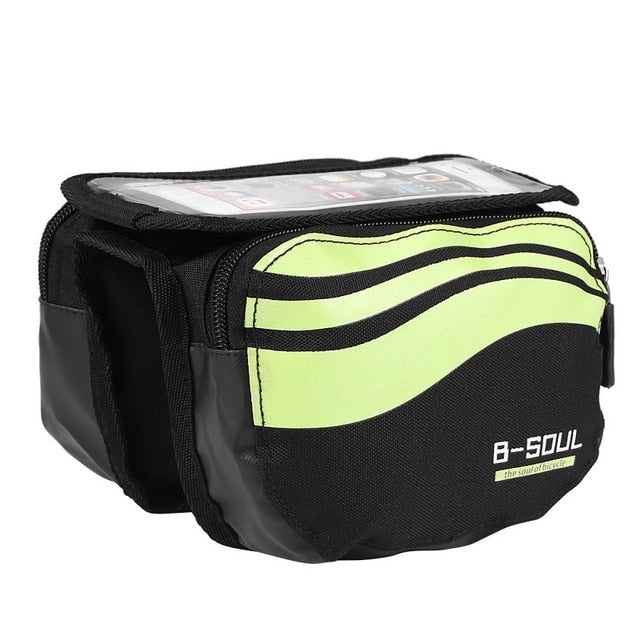 Cycling Bike Front Frame Bag Tube Pannier Double Pouch for 5.5-6.2Inch Cellphone Accessories Riding - NAKHIL