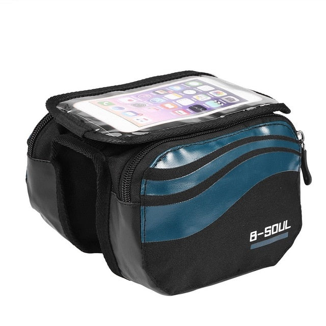 Cycling Bike Front Frame Bag Tube Pannier Double Pouch for 5.5-6.2Inch Cellphone Accessories Riding - NAKHIL