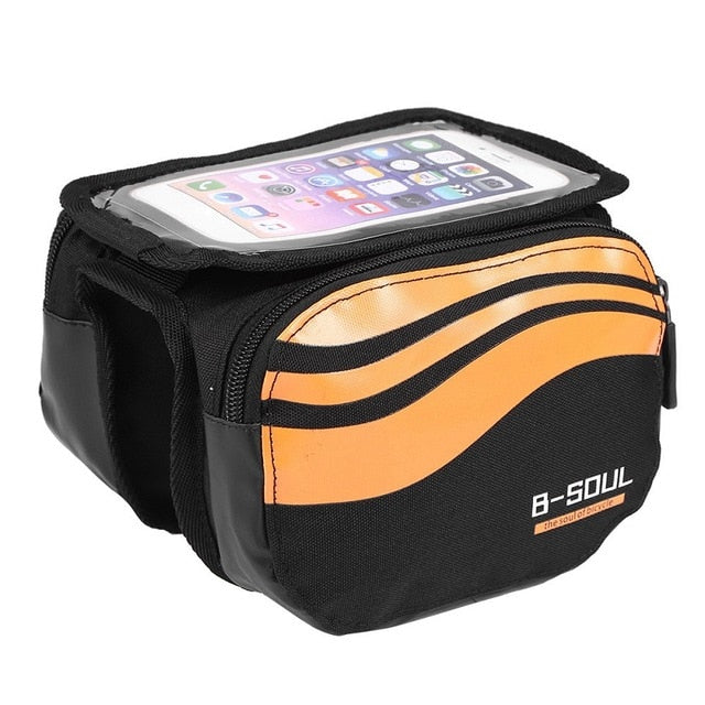 Cycling Bike Front Frame Bag Tube Pannier Double Pouch for 5.5-6.2Inch Cellphone Accessories Riding - NAKHIL