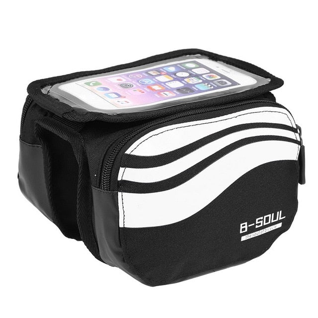 Cycling Bike Front Frame Bag Tube Pannier Double Pouch for 5.5-6.2Inch Cellphone Accessories Riding - NAKHIL