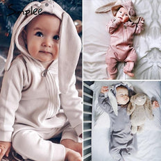 Newborn Baby Girls Boys Clothing Romper Cotton Long Sleeve Jumpsuit Playsuit 2019 Spring Bunny Outfits One piecer 3D Ear Clothes - NAKHIL