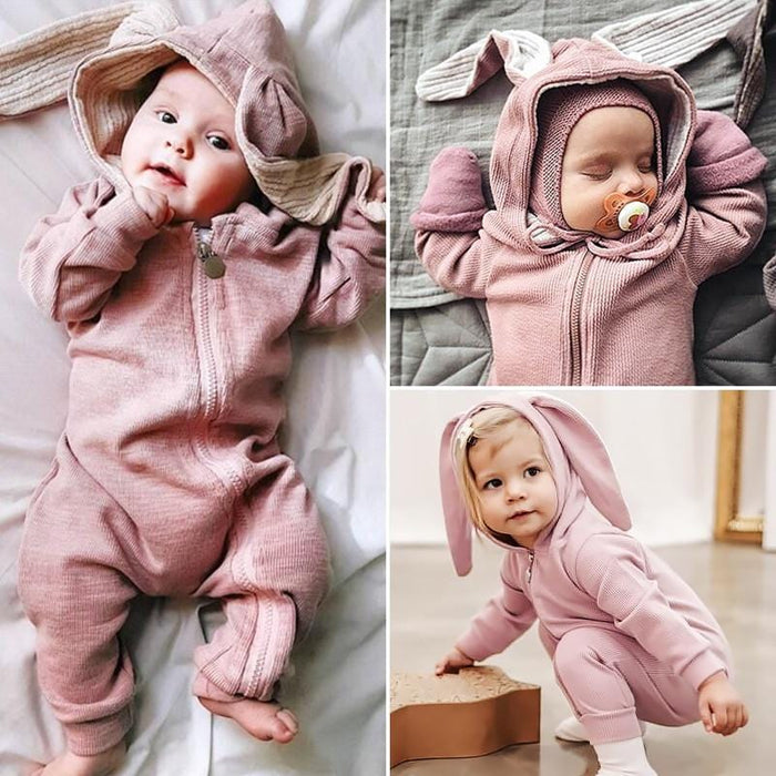 Newborn Baby Girls Boys Clothing Romper Cotton Long Sleeve Jumpsuit Playsuit 2019 Spring Bunny Outfits One piecer 3D Ear Clothes - NAKHIL