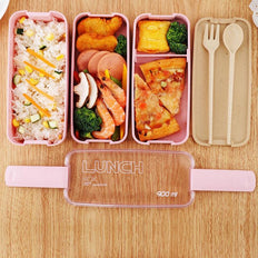 900ml Healthy 3 Layer Lunch Box Wheat Straw Dinnerware Food Storage Container - NAKHIL