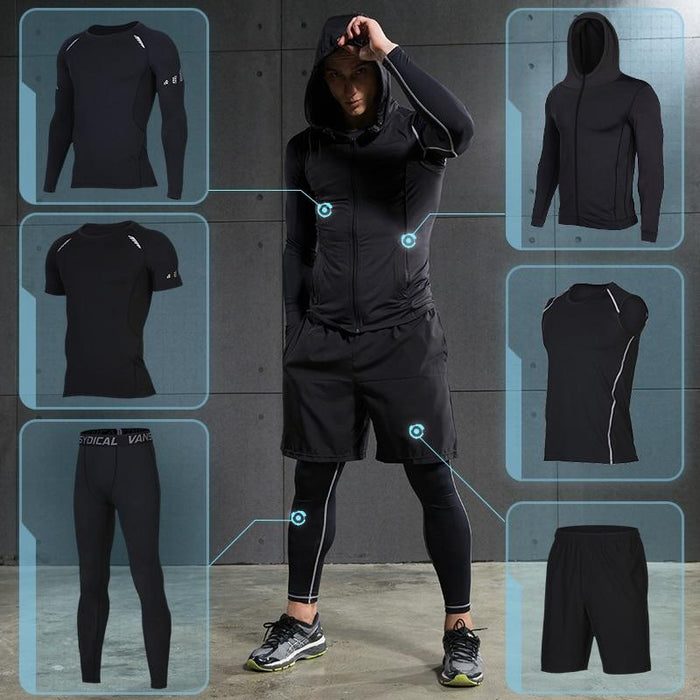 Tights Sports Men's Compression Sportswear Suits training  workout jogging Tracksuit Dry Fit - NAKHIL