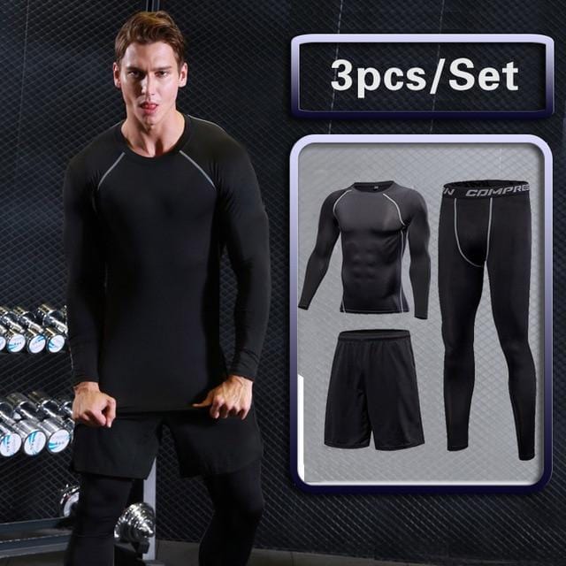 Tights Sports Men's Compression Sportswear Suits training  workout jogging Tracksuit Dry Fit - NAKHIL