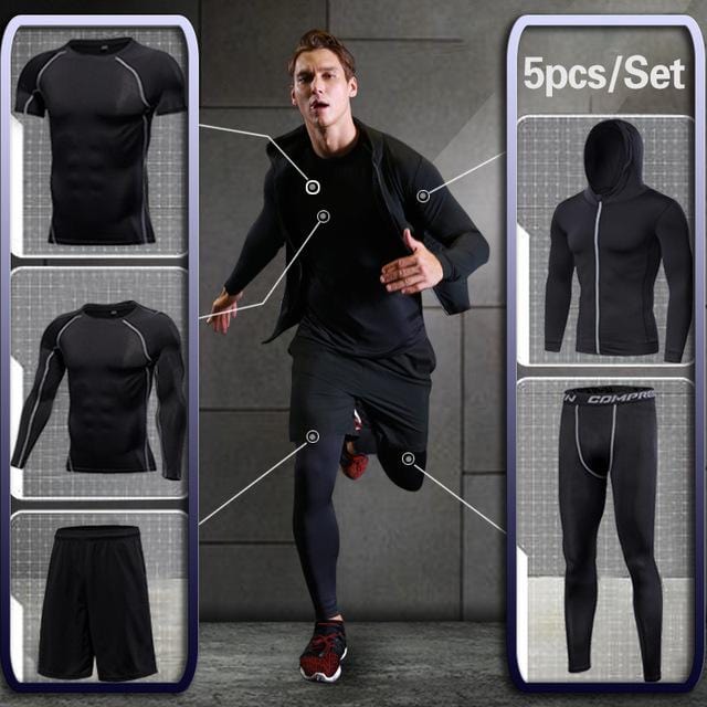 Tights Sports Men's Compression Sportswear Suits training  workout jogging Tracksuit Dry Fit - NAKHIL